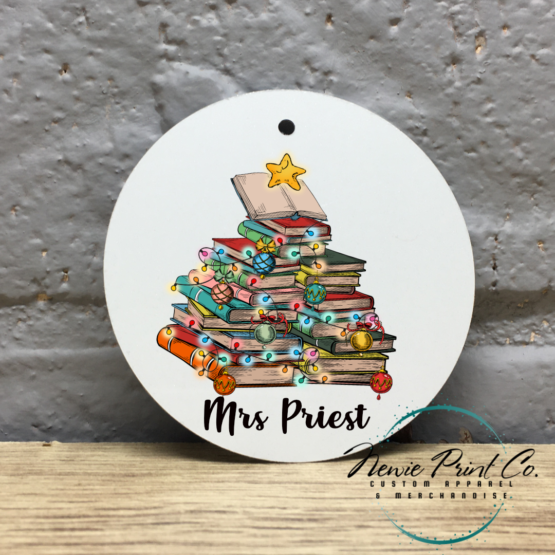 Personalised Teacher Ornament Book Tree - Christmas Keepsake