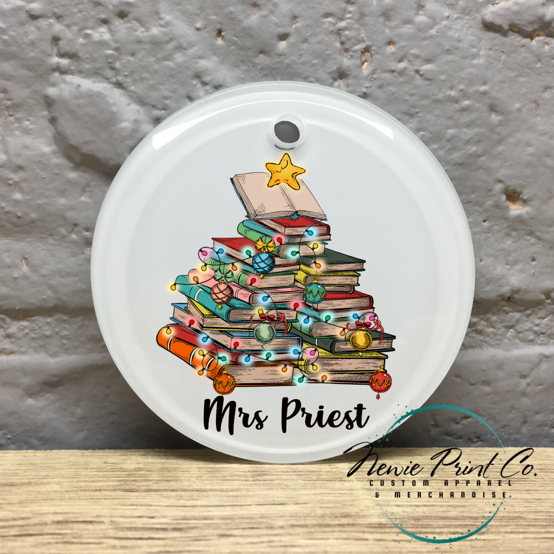 Personalised Teacher Ornament Book Tree - Christmas Keepsake