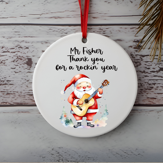 Personalised Teacher Ornament Guitar - Christmas Keepsake