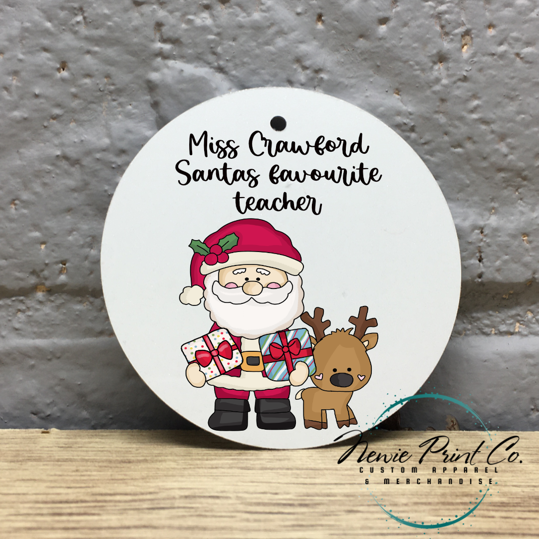 Personalised Teacher Ornament Santas Favourite Teacher - Christmas Keepsake