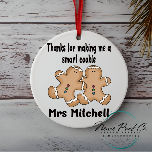 Personalised Teacher Ornament Smart Cookie - Christmas Keepsake