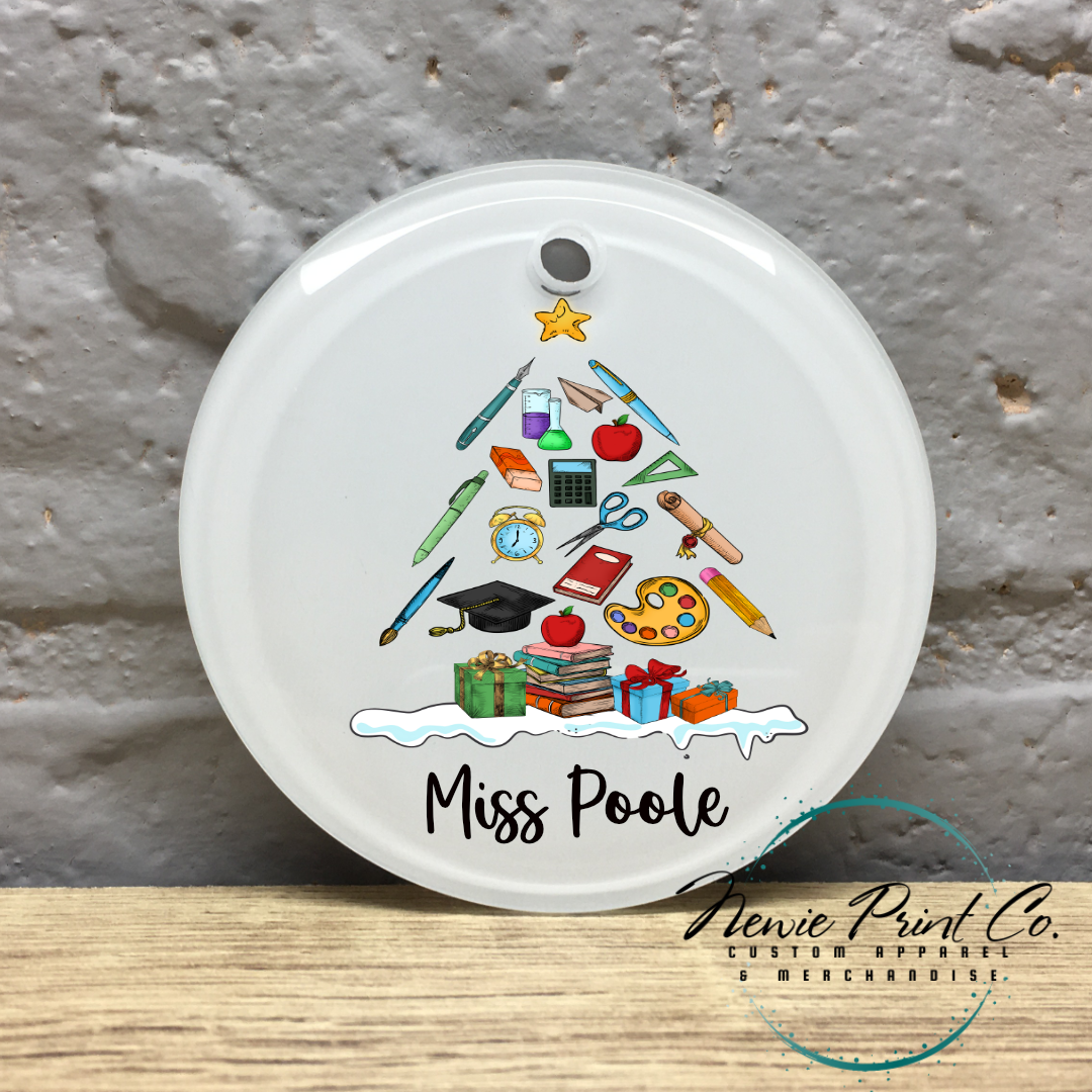 Personalised Teacher Ornament Stationery Tree - Christmas Keepsake