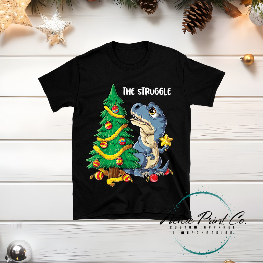 Dino Struggle - Christmas T-shirt