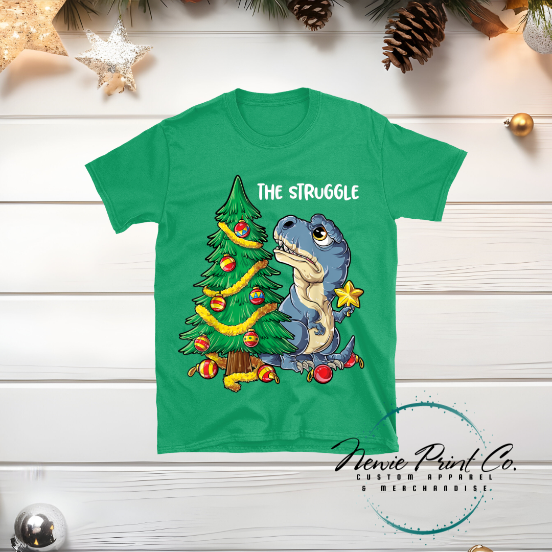 Dino Struggle - Christmas T-shirt