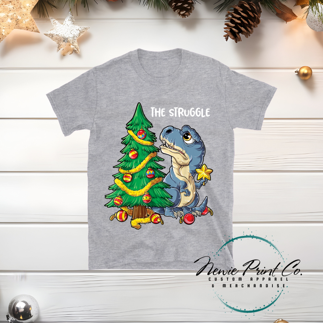 Dino Struggle - Christmas T-shirt