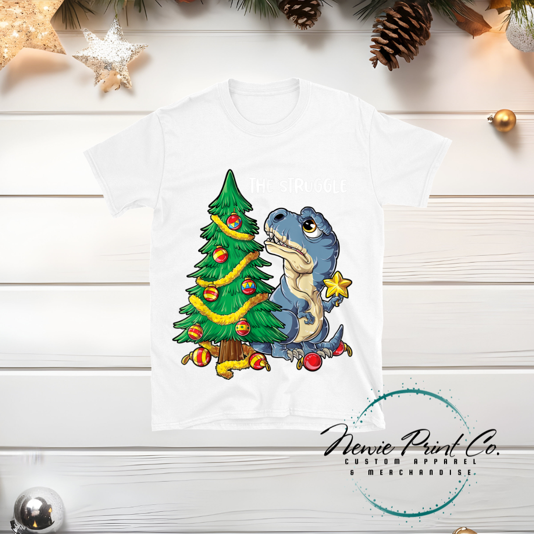 Dino Struggle - Christmas T-shirt