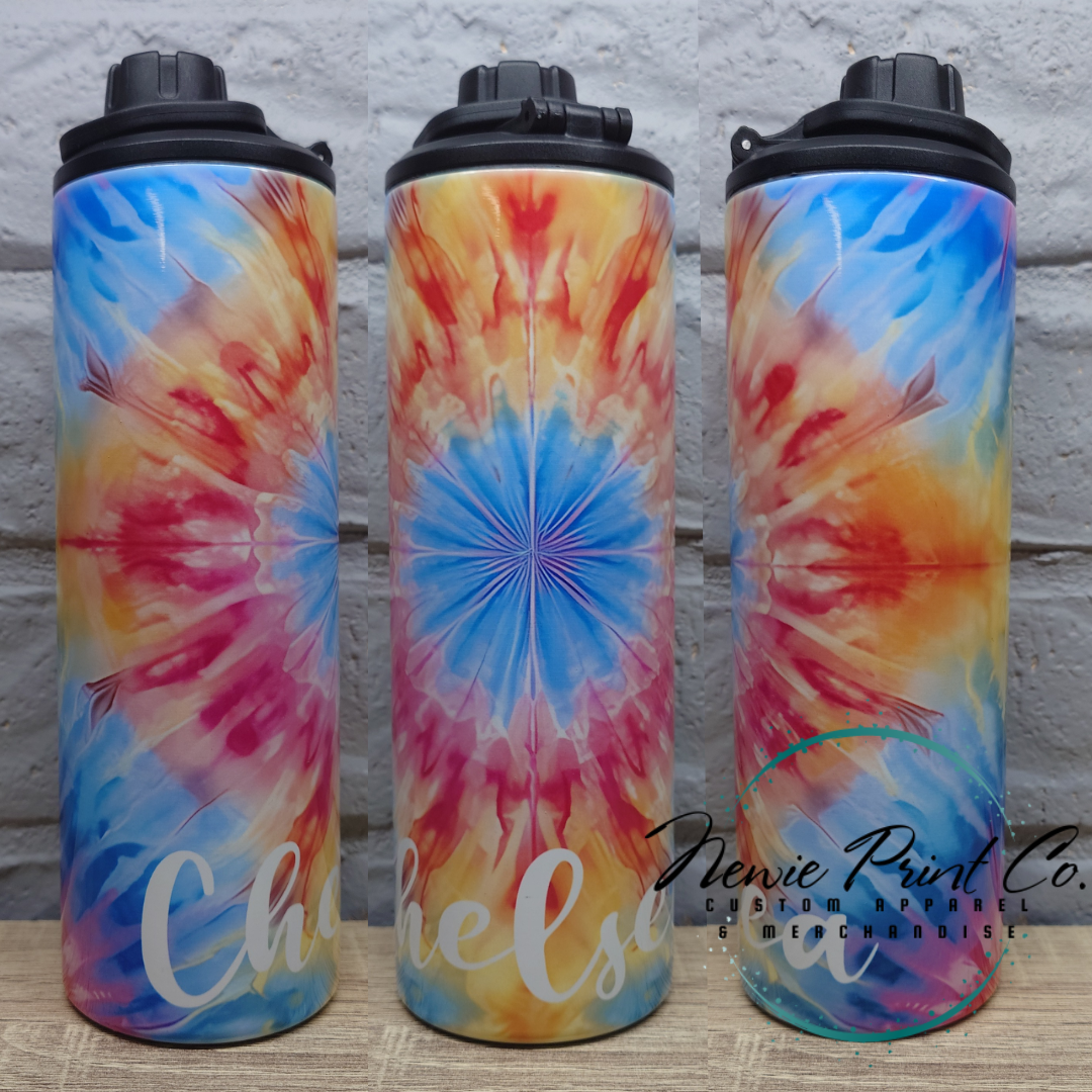 Tye Dye Blue Flower - Insulated Drink Bottles - Printed