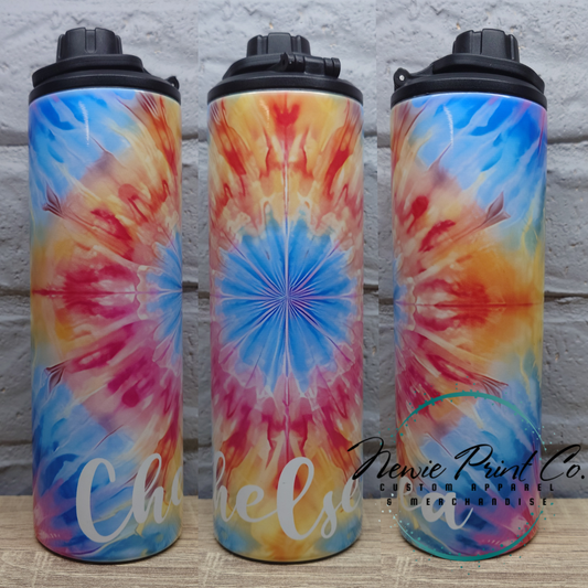 Tye Dye Blue Flower - Insulated Drink Bottles - Printed