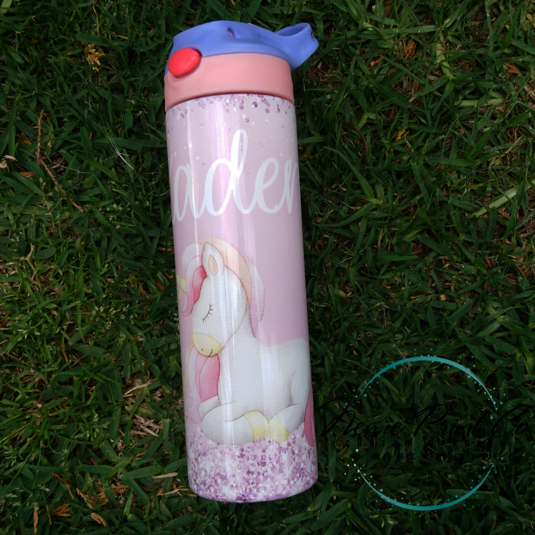 Unicorn - Insulated 20oz Kids Flip Top Drink Bottles - Printed