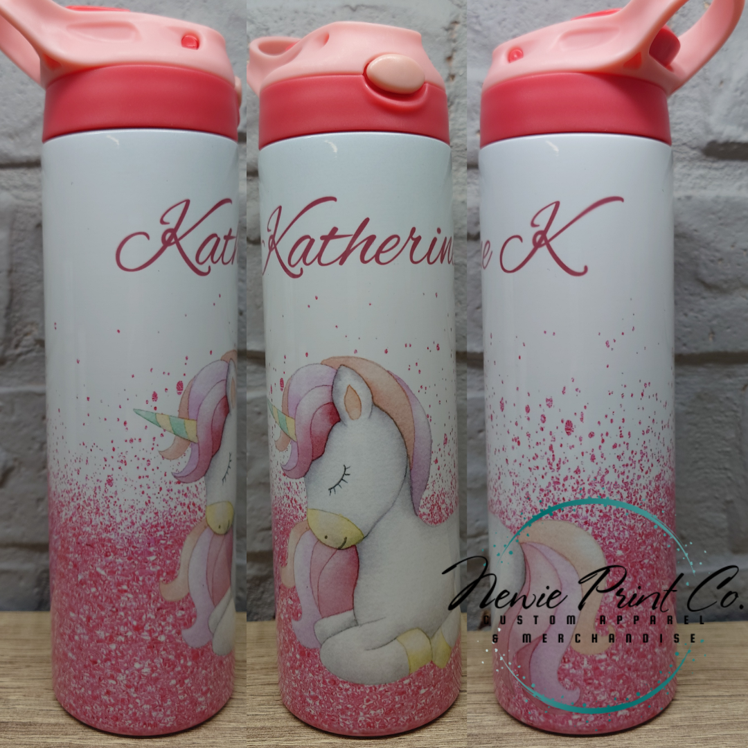 Unicorn - Insulated 20oz Kids Flip Top Drink Bottles - Printed