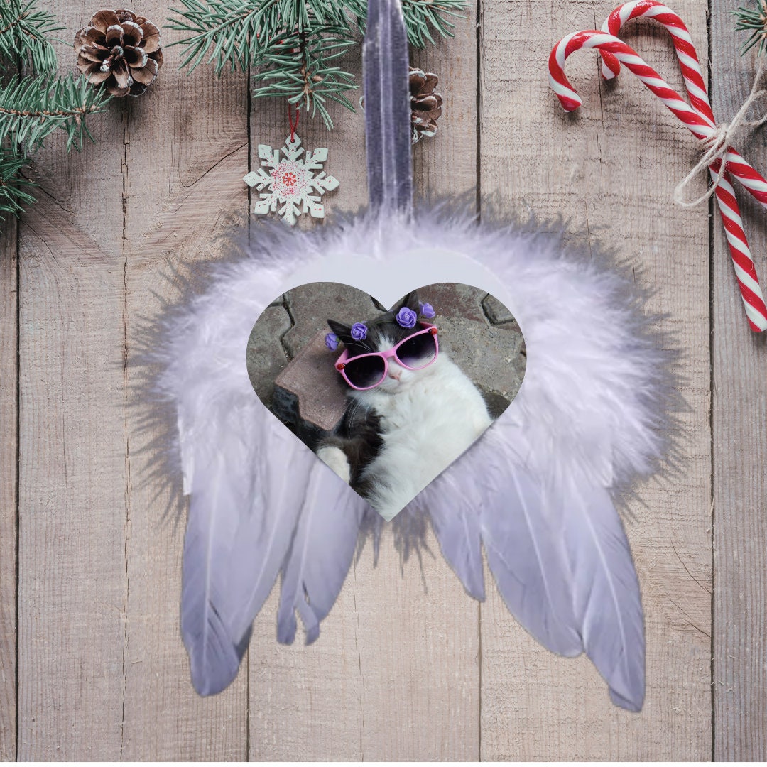 Custom Photo Aluminum & Feather Ornament - Christmas Keepsake/Memorial