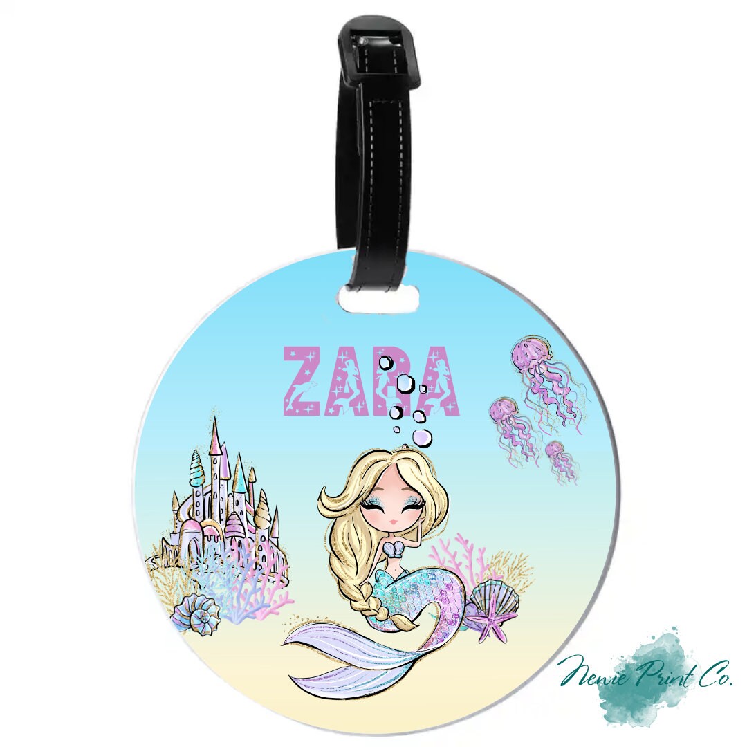 Mermaid Personalised PU Leather Keyrings/Bagtags