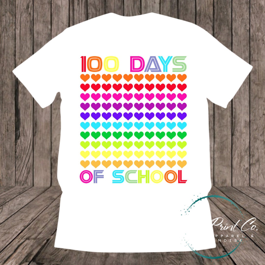 100 Days of School Day T-shirt - 100 Days Heart Tee