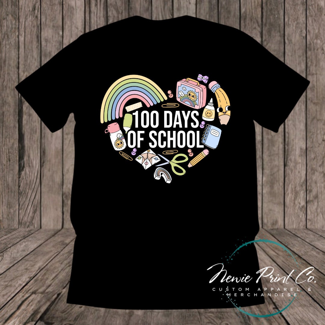 100 Days of School Day T-shirt - 100 Days Heart Shape Tee