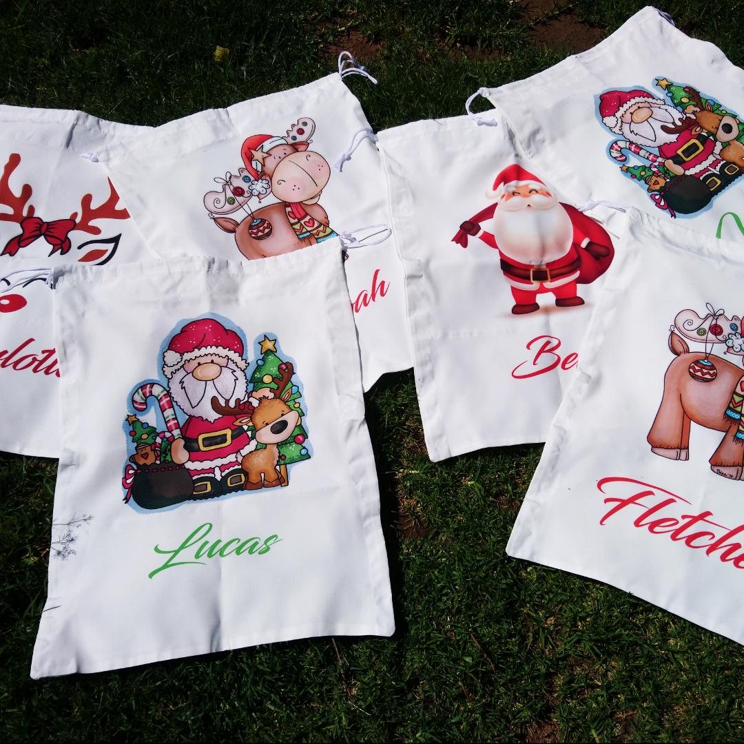 Santa on Green Scooter Santa Sack - Personalised