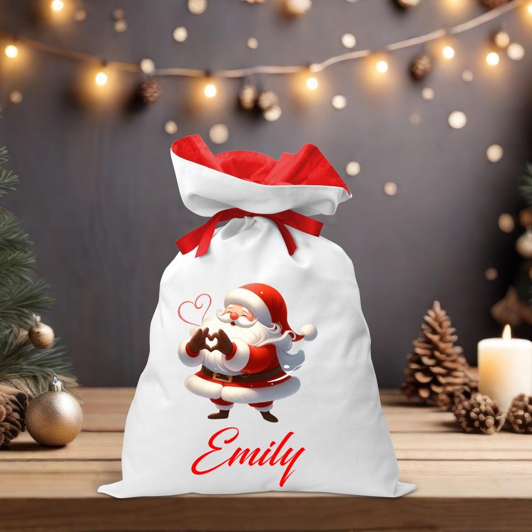 Santa Love Heart - Santa Sack - Personalised