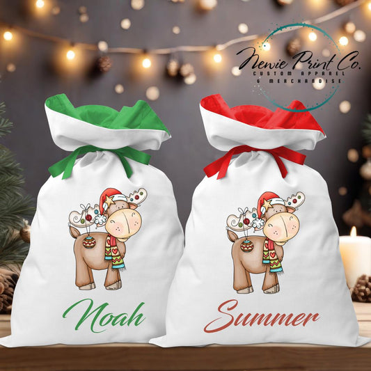 Christmas Moose Santa Sack - Personalised