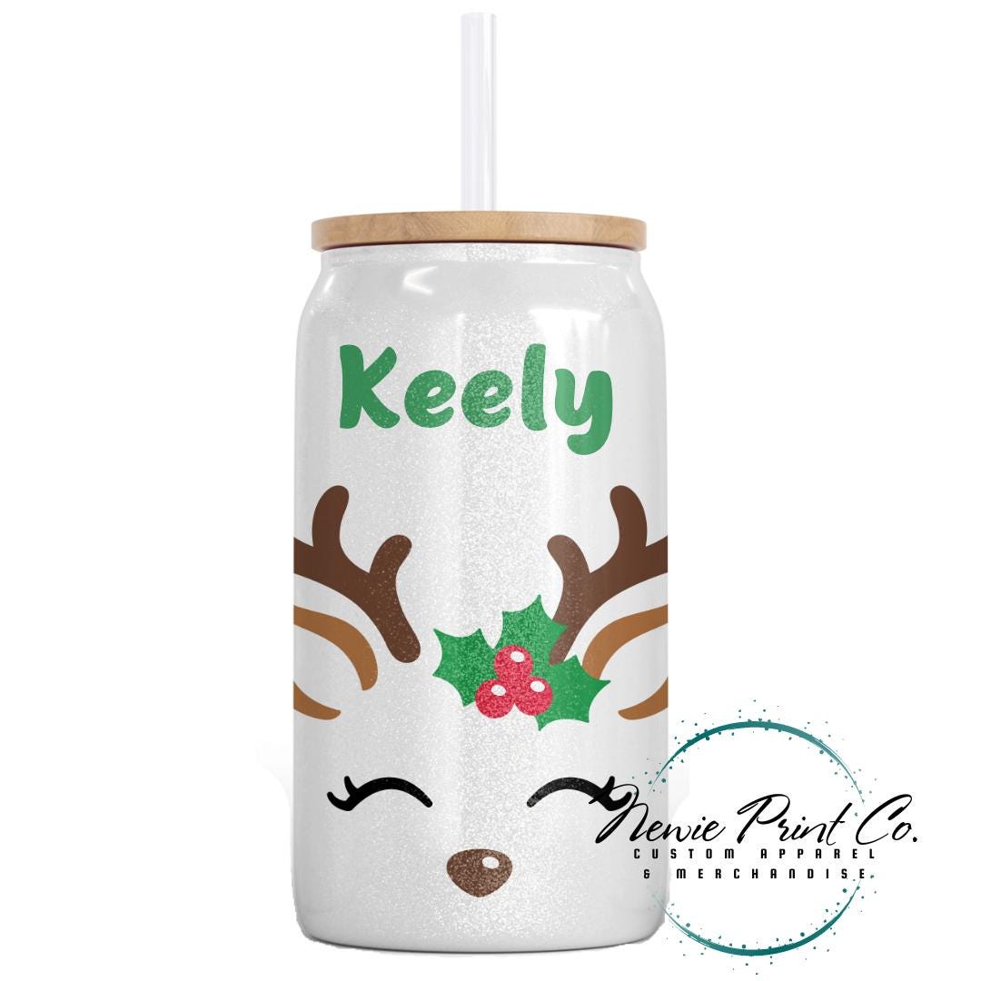 Reindeer with Holly Christmas Shimmer Cup