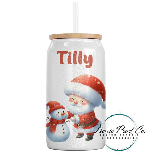 Santa with Snowman Christmas Shimmer Cup