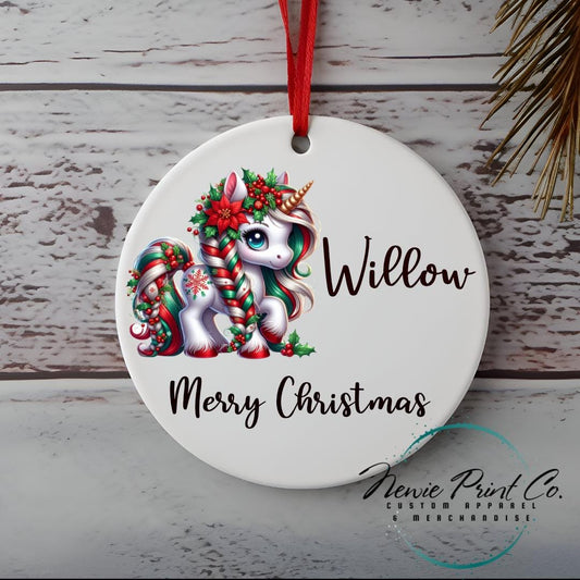 Unicorn Personalised Ceramic Ornament - Christmas Keepsake