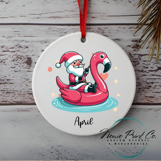 Personalised Teacher Ornament Santas Swim Teacher - Christmas Keepsake