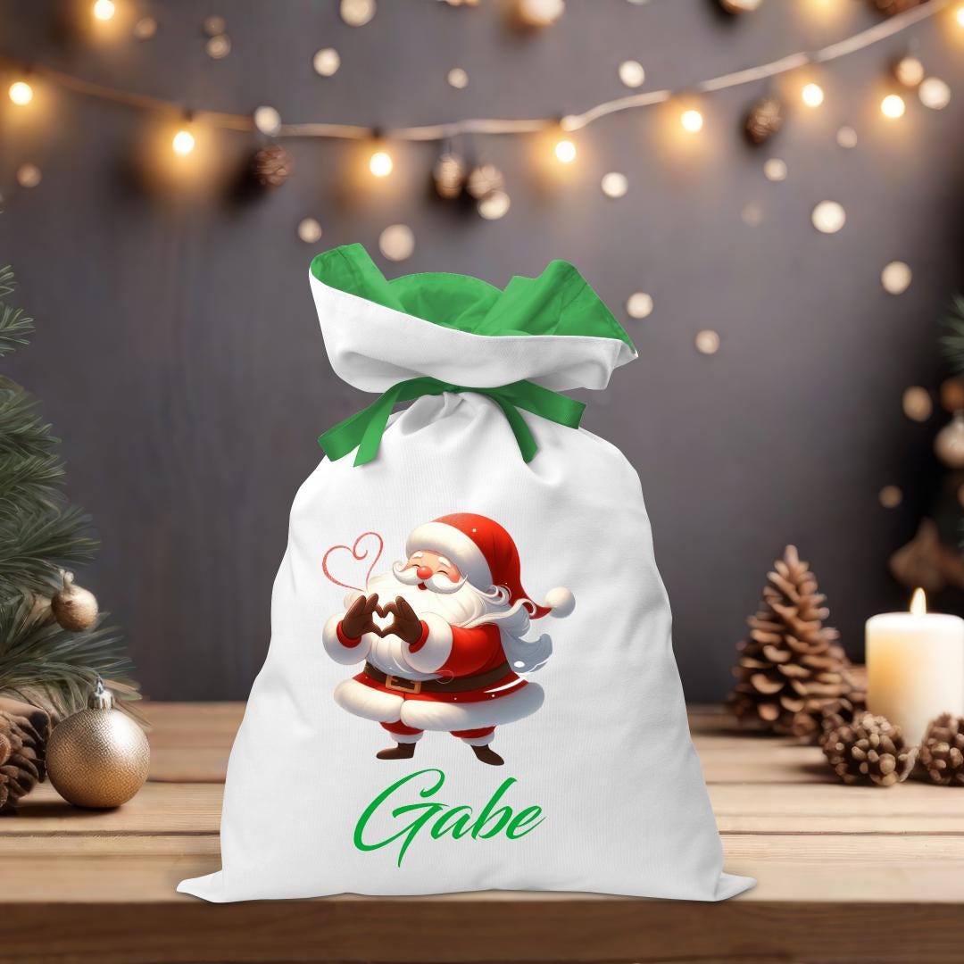 Santa Love Heart - Santa Sack - Personalised