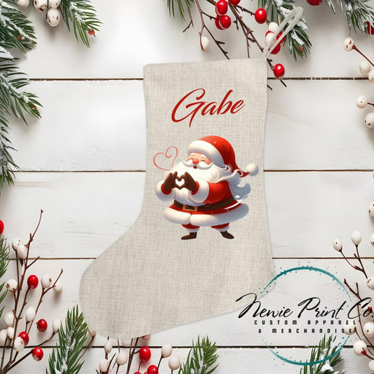 Santa Heart Stocking - Personalised