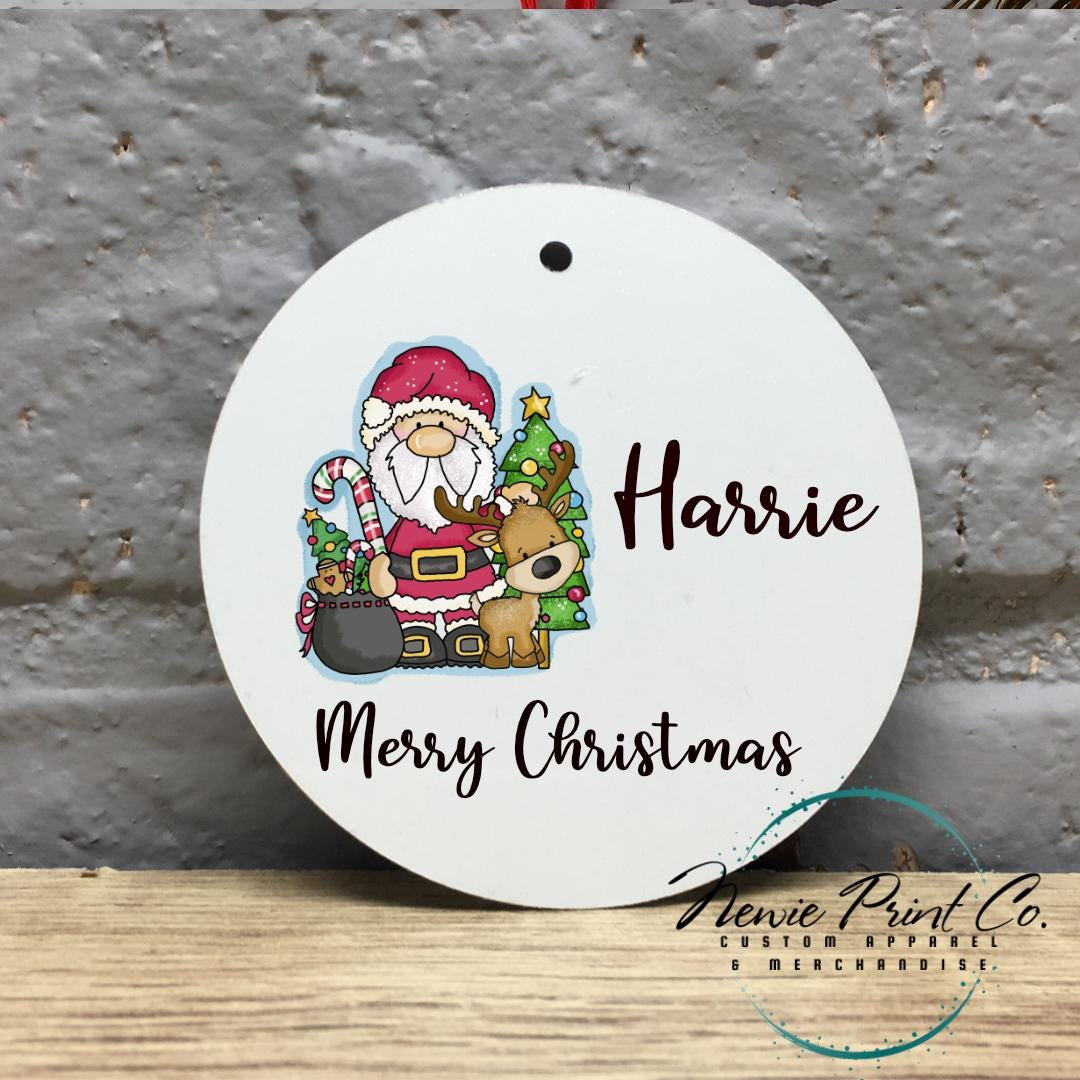 Personalised Ceramic Ornament Santa & Reindeer - Christmas Keepsake