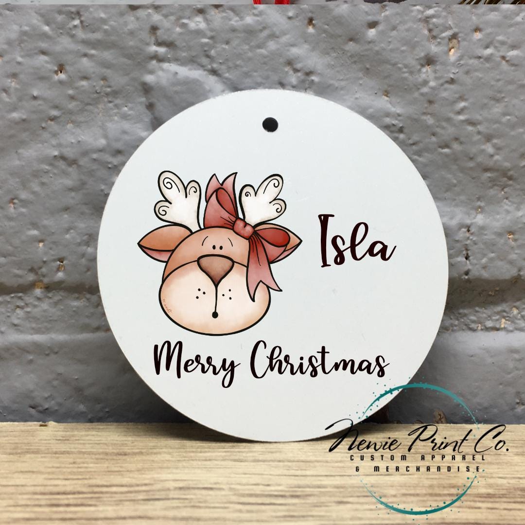 Personalised Ceramic Ornament Reindeer Face- Christmas Keepsake