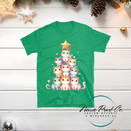 Rainbow Cat Tree - Christmas T-shirt