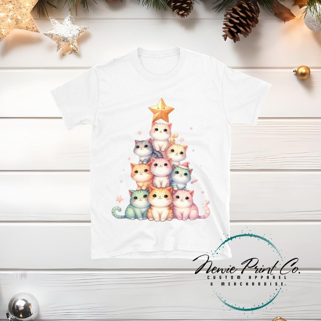 Rainbow Cat Tree - Christmas T-shirt