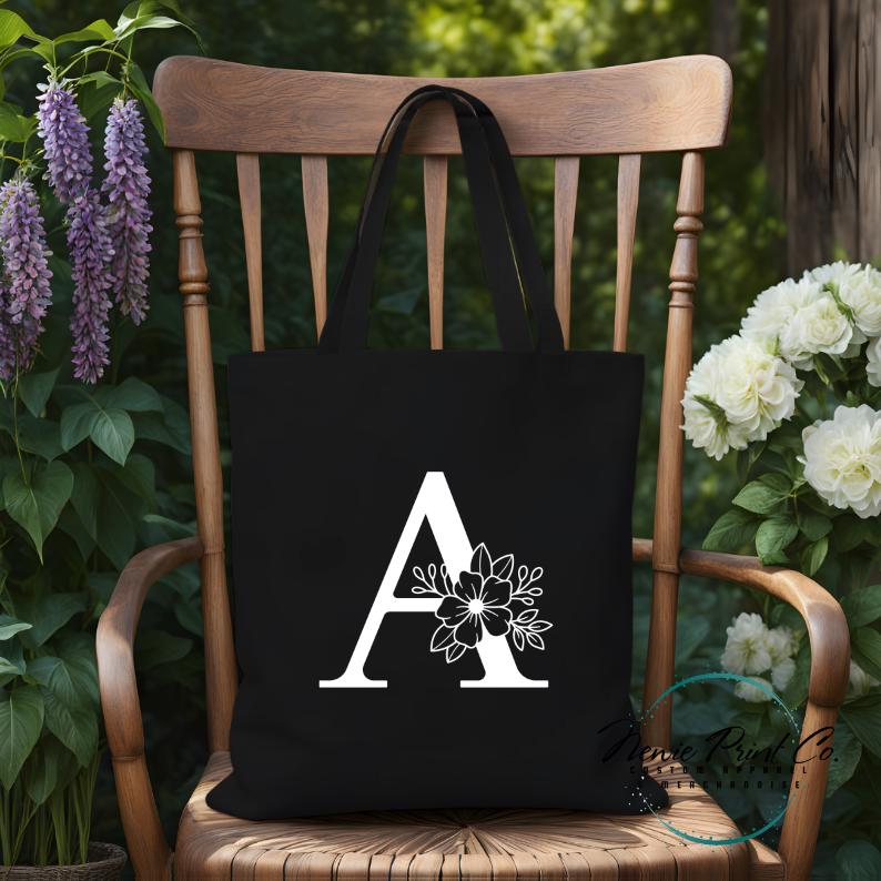 Monogram Initial Name - Personalized Tote/Library Bags