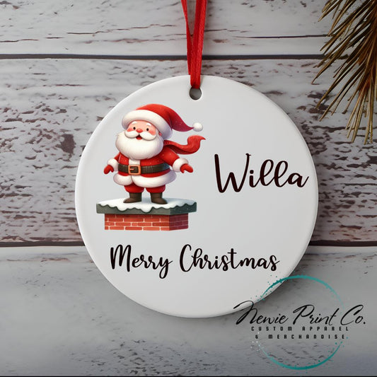 Santa on a Chimney Personalised Ornament - Christmas Keepsake