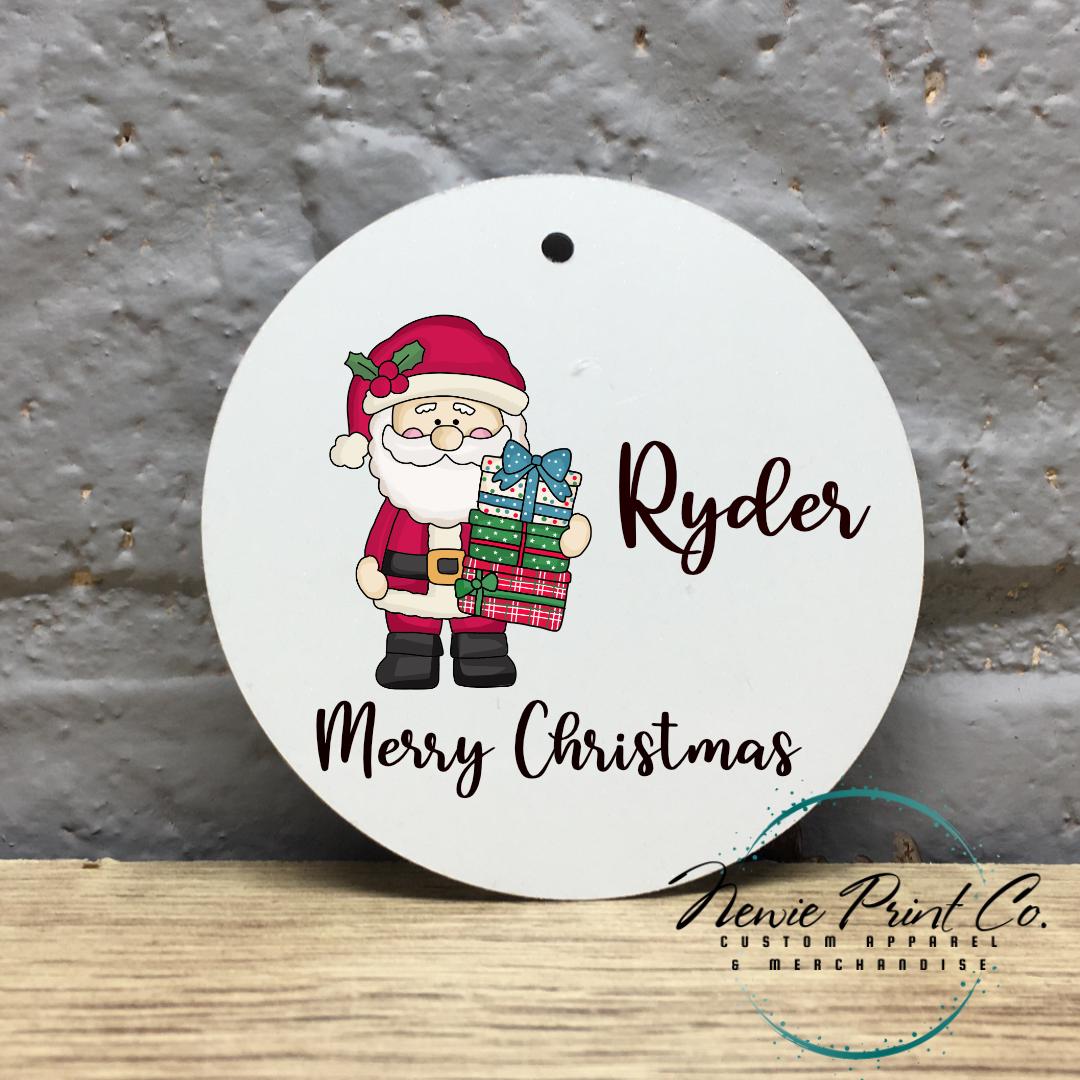 Santa with Presents Personalised Ceramic Ornament - Christmas Keepsake