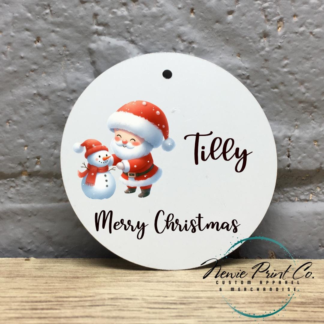 Santa with Snowman Personalised Ceramic Ornament - Christmas Keepsake