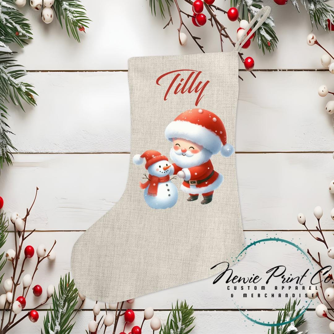 Santa with Snowman Stocking - Personalised