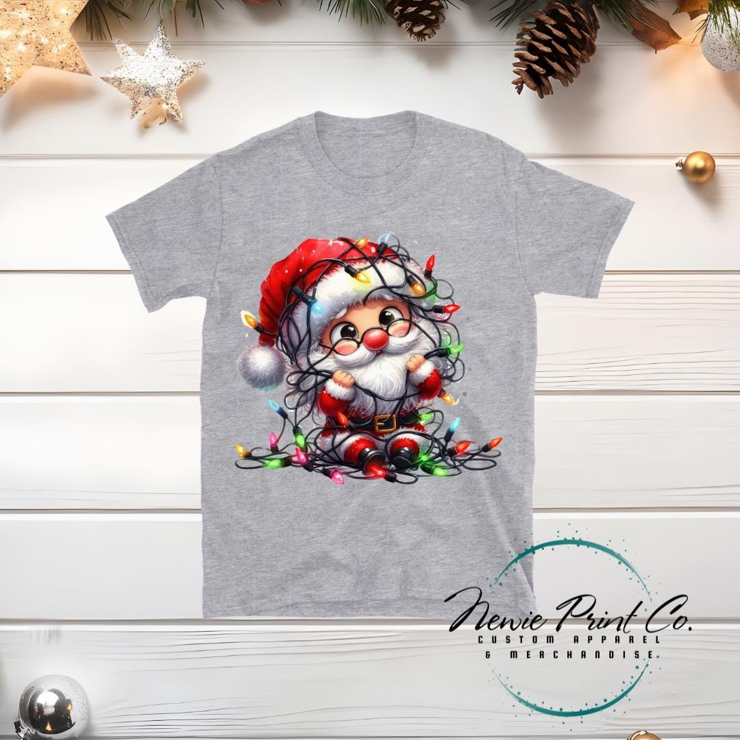 Santa Wrapped in Lights - Christmas T-shirt