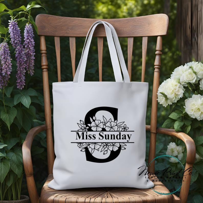 Monogram Name - Personalized Tote/Library Bags