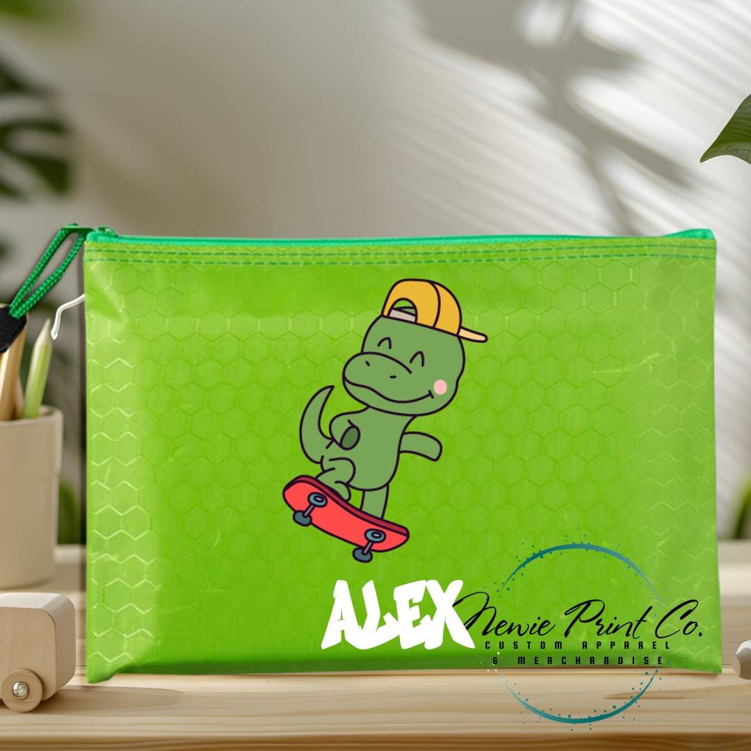 Dino Riding Skateboard - Custom Pencil Case