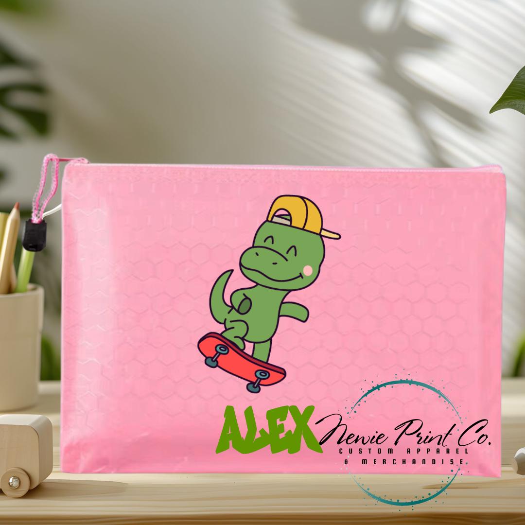 Dino Riding Skateboard - Custom Pencil Case