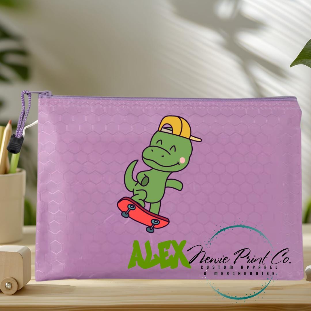 Dino Riding Skateboard - Custom Pencil Case