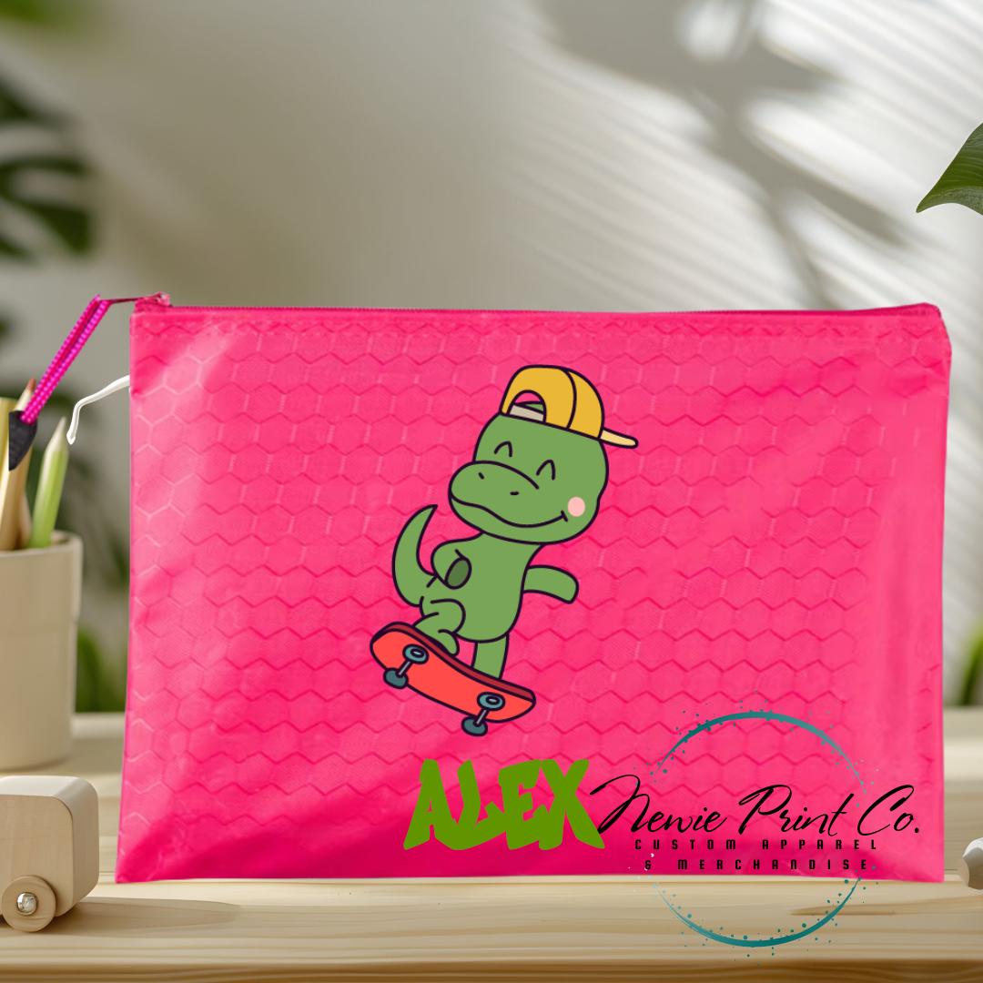 Dino Riding Skateboard - Custom Pencil Case