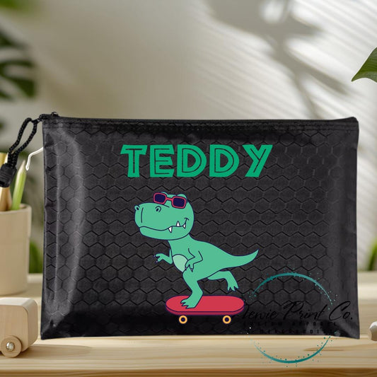 Dinosaur Riding Skateboard 2 - Custom Pencil Case