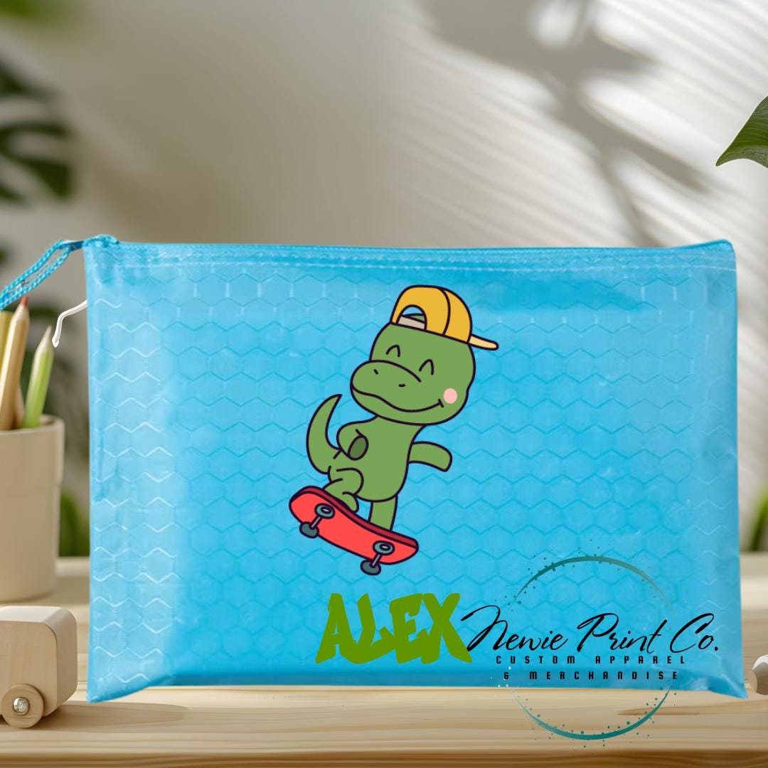 Dino Riding Skateboard - Custom Pencil Case