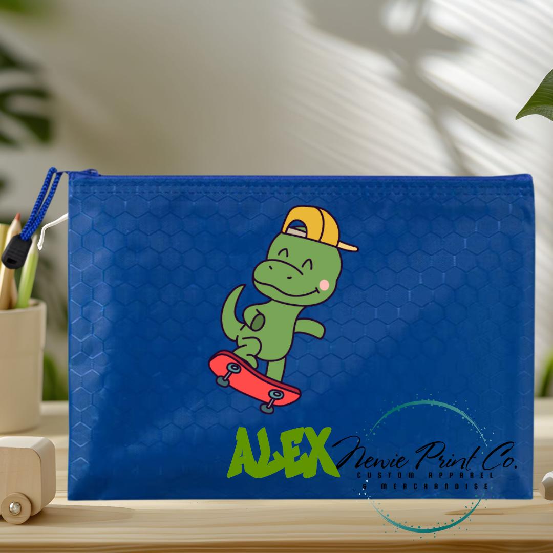 Dino Riding Skateboard - Custom Pencil Case