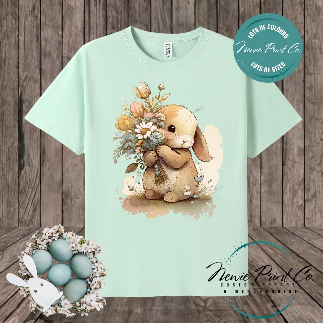 Flower Bunny - Easter T-shirt Adult