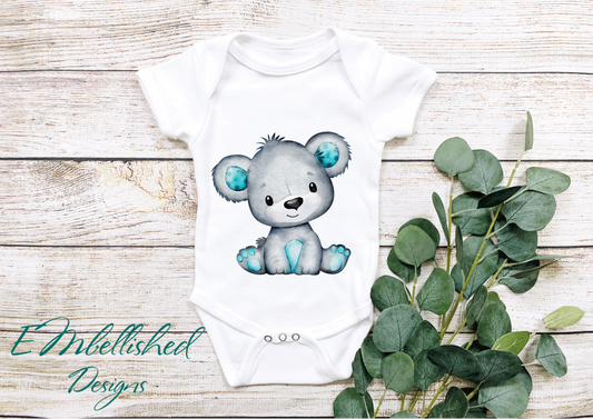 EMbellished Designs Beary Cute Baby Onesie Blue/Grey