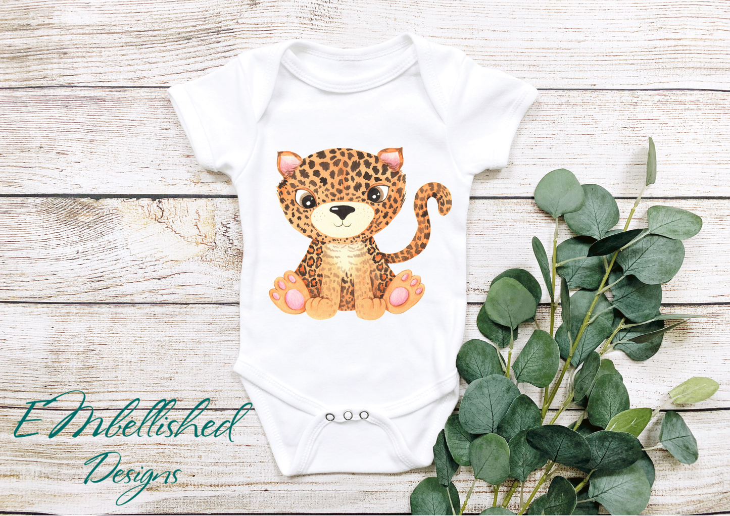 EMbellished Designs Baby Onesie Jungle Theme Leopard