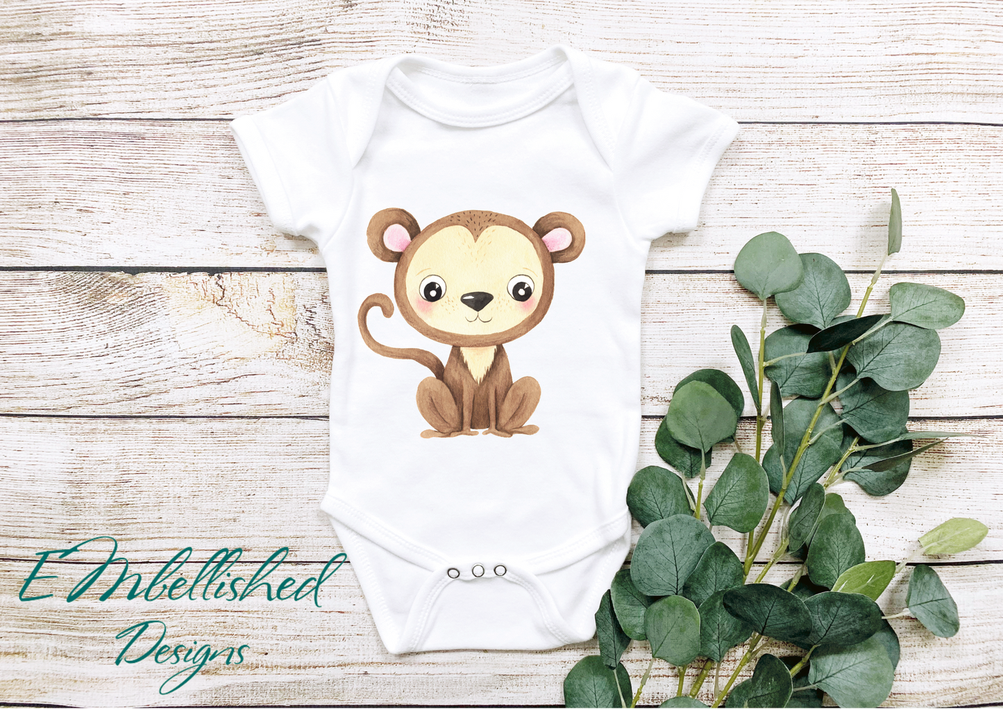 EMbellished Designs Baby Onesie Jungle Theme Monkey