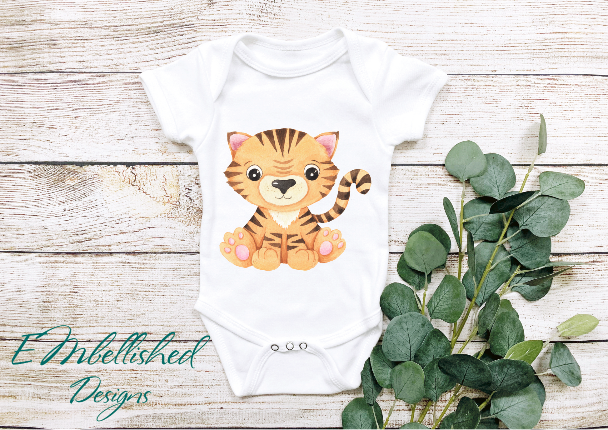 EMbellished Designs Baby Onesie Jungle Theme Tiger